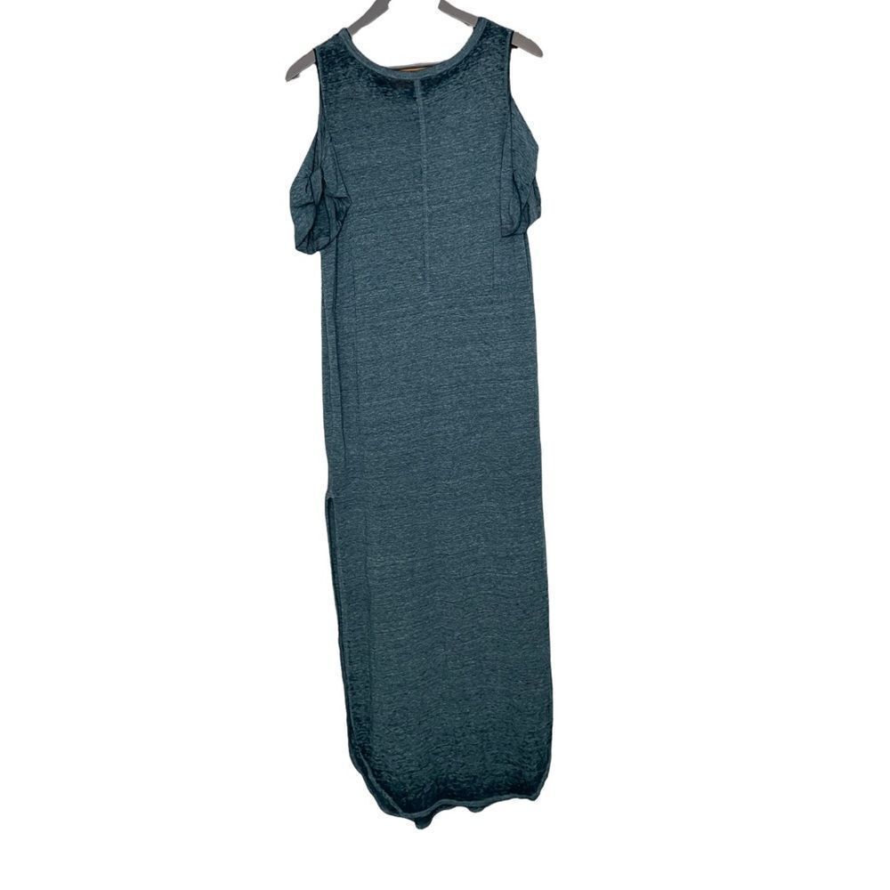 Free People Kick Around Burnout Cold Shoulder Maxi Sheer Dress - Teal Size Small - Picture 3 of 8